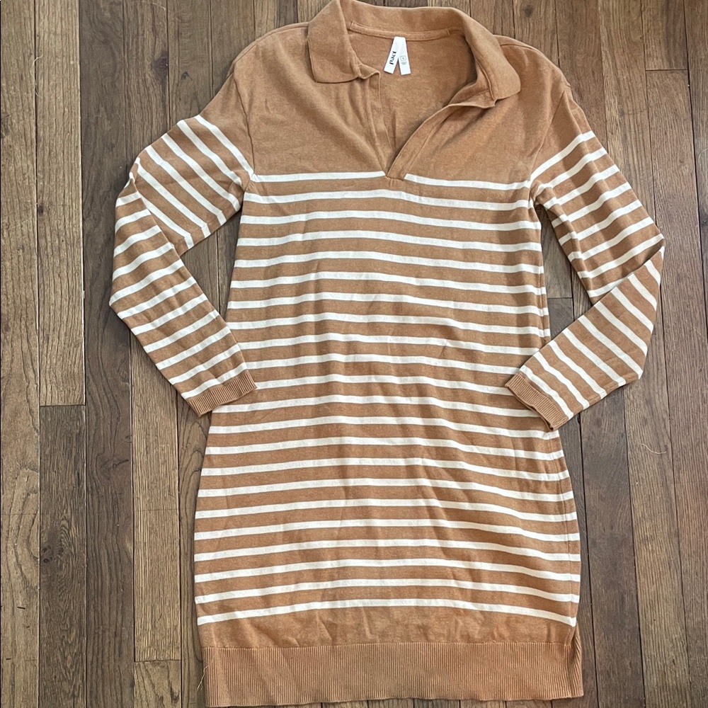 Pact Organic Cotton Striped Polo Sweater Dress